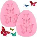 MoonyLI 3D Butterfly Mold Silicone Fondant Molds Mini Butterfly Fondant Cake Baking Mold Cupcake Decoration Tool Non-Stick DIY Tool Gummy Candy Cake Baking Fondant Mold 2Pcs