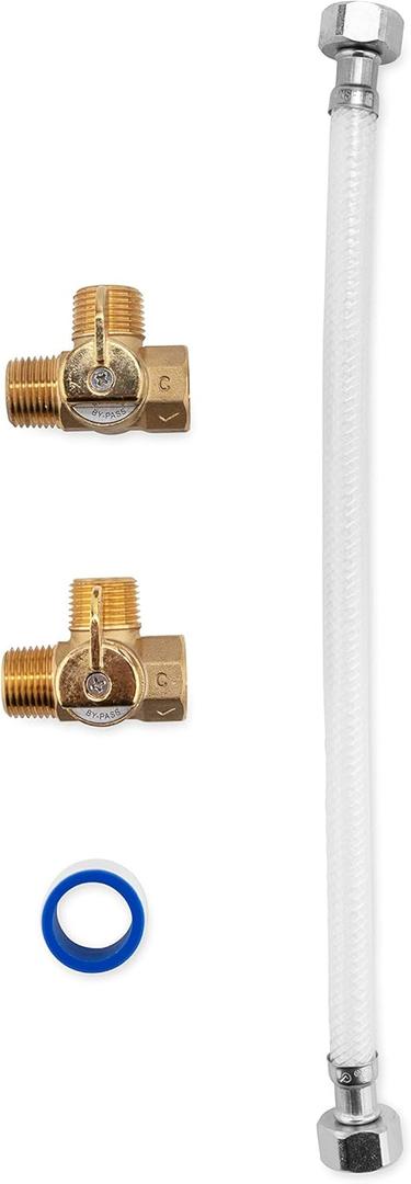 Camco 12-inch by-Pass Kit, 10 Gallon Tanks, Made with Nylon Reinforced Hose and Durable Brass Valves 