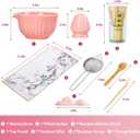 Matcha Whisk Set, 8 Pcs Matcha Kit Includes Matcha Bowl with Spout, Bamboo Whisk, Ceramic Holder, Bamboo Scoop x2, Scoop Rest, Stainless Sifter and Tea Towel, Gift for Matcha Lover (Pink)