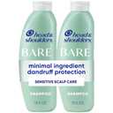 Head & Shoulders Anti-Dandruff Shampoo, BARE Sensitive Scalp Care Twin Pack, with 1% Pyrithione Zinc, Fragrance-Free, Free of Sulfates, Silicones, Gentle, 13.5 fl oz Each