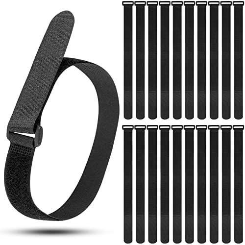 Kigeli 20 Pcs Reusable Fastening Cable Straps and Cable Ties Set Adjustable Multi-Purpose Hook and Loop Cord Ties to Keep Cords Organized and Tidy(Black,2 X 40)