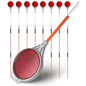 Meboyz 2-Way Reflective Driveway Markers, Plow Markers (Pack of 8), 48 Inch Fiberglass Rod, Red, Reflective Fiberglass Rod with Adjustable Length