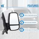 Right Passenger Side Mirror Compatible With 2015-2026 Ford Transit 150 250 350 350HD With Power Glass Manual Folding Matte Black (Short Arm) Replace#CK4Z-17682-DA (3 Pins)
