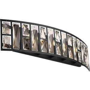 24 inch Bathroom Vanity Light,Modern 5-Lights Crystal Glass Bathroom Light Fixture Over Mirror,Black Wall Light Suitable for G9 Bulb,BD003-5-BK-1