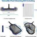 Poolvio 5-in-1 Pool Cleaning Kit - Includes Semi-Deep Skimmer Net, Aluminum Leaf Rake, 20' Pool Brush with 13ft Adjustable Pole