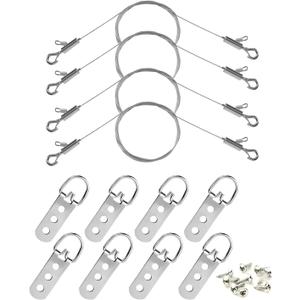 Picture Wire Hanging Kit, 4Pcs 6.56ft Adjustable Mirror Frame Hanging Wire Small Hook, Heavy Duty 50lbs Stainless Steel Rope with 8Pcs D Ring Picture Hangers for Painting/ Art/ Canvas/ Home