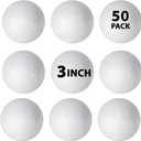 50 Pack 3'' inch Foam Balls - Large Foam Balls - Big Foam Craft Balls - Huge Foam Balls For Arts and Crafts, DIY Craft For Home, School Craft Project - 50 Bulk Value Pack 3" Inches Craft Balls
