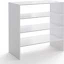 2-Tier Stackable White Shoe Rack, Wooden 2-Shelf Shoe Organizer Freestanding Shoe Storage Stand for 6-9 Pairs, Perfect for Closet, Entryway, Office Use - White(Pack of 2)