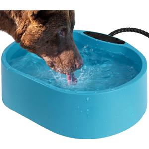 Outdoor Heated Water Bowl for Dog & Cat, Heated Dog Bowl Provides Drinkable Water in Winter, Heated Pet Bowl for Outside, Heated Waterer Dish for Rabbit, Chicken, Duck, Squirrel (Light blue)