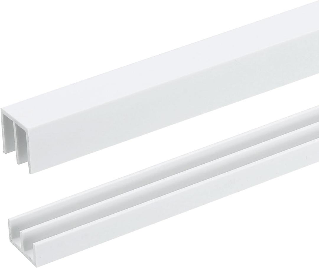 uxcell 4Set White Plastic Sliding Door Track, Sliding Glass Window Track for 1/8" Thick Panels, for Closet Glass Cabinets Door Track (3Ft Long)