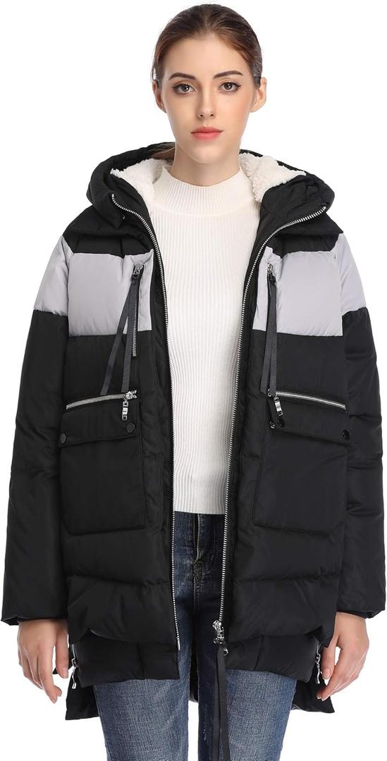 Women's Winter Thickened Down Jackets Long Down Coats Warm Parka with Hood (XS)