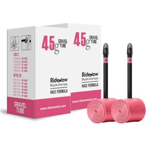 2 Pack Ridenow TPU Inner Tube 700 x 18-32c/32-47c Super Light for Road Bike Gravel Tubes with 45mm/65mm/85mm Presta Valves (Include Repair Patch Kit)