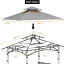 Tanxianzhe Grill Gazebo Replacement Canopy Top Cover 58 Double Tiered BBQ Roof ONLY FIT for Gazebo Model L-GG001PST-F (Gray)