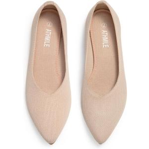 ATHMILE Pointed Toe Flats for Women Dressy Work Shoes Business Casul Knit Ballet Flats Slip on Office Ladies Comfortable Dress, Size 8