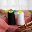 2 x Black & White Sewing Thread, 8PCS 40S/2 3000 Yard Spool Serger Thread, All Purpose Polyester Thread Serger Thread Cones
