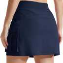 MAGCOMSEN Women's Hiking Cargo Skort High Waisted Tennis Golf Skirt 4 Pockets Summer Casual Athletic Skirt with Liner (Blue, XL)