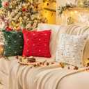 AQOTHES Christmas Tree Decorative White Throw Pillow Covers 18x18 Set of 2, Faux Fur Farmhouse Throw Pillows Cushion Cases for Xmas Winter Holiday Home Decor