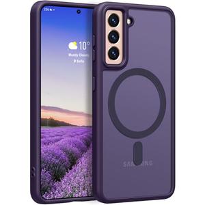 Rayboen for Samsung Galaxy S21 Case, Compatible with Magsafe, Translucent Frosted Silky Durable Shockproof Magnetic Phone Cover for Samsung S21 5G with Anti-Scratch Hard PC Back, Matte Purple