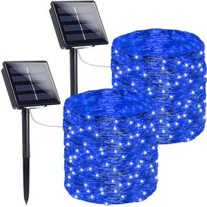 Extra-Long 144FT Solar String Lights for Outside, 2 Pack 400LED Solar Fairy Lights Outdoor Waterproof, Copper Wire with 8 Modes Solar Powered Twinkle Lights for Tree Garden Party Wedding Decor (Blue)