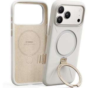 TORRAS Ostand Q3 Silicon for iPhone 17 Pro Max Case – 360° Rotating Ring Stand, Camera Button Guard, 12FT Drop Protection, Compatible with MagSafe for iPhone 17 Pro Max Cover – White