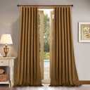 StangH Gold Brown Velvet Curtains 108 inches Long for Sliding Door, Back Tab Heavy Thick Thermal Insulated Light Blocking Window Covering Door Drapes for Patio Party, W52 x L108, 2 Panels
