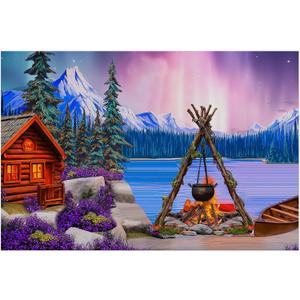 9 x 6 ft Vbs 2025 Fabric Supersized Backdrop Wall Hanging Background Northern Wilderness Backdrop for Improve Hands on Ability Imagination and Exploration