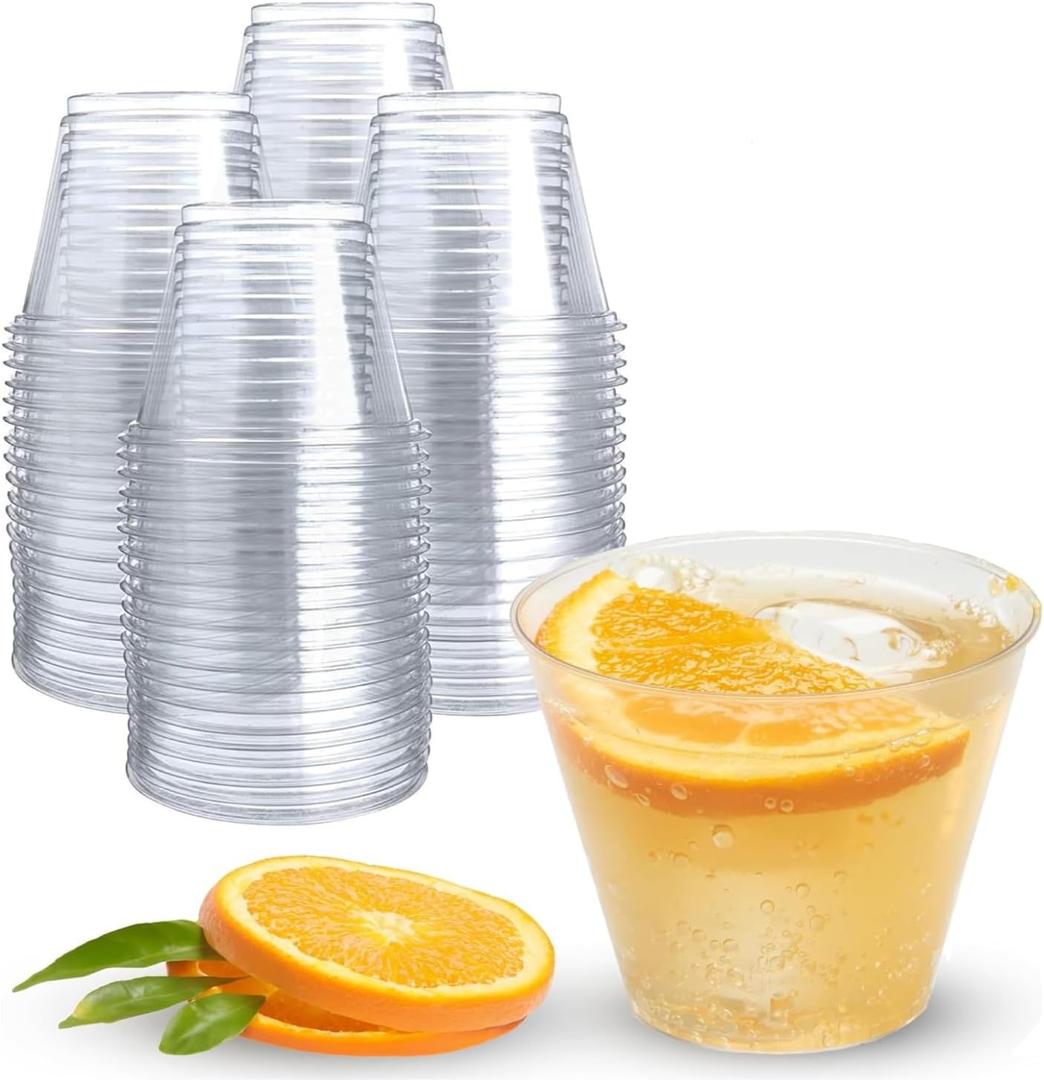 Prestee Pack of 400 Small Clear Plastic Cups - 5oz Disposable Cocktail Glasses - Stackable Plastic Party Tumblers for Serving Wine, Champagne, Punch, Soda, or Snacks