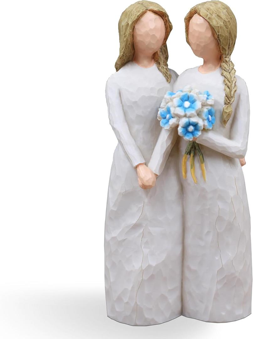 Best Friend Birthday Gifts for Women Friendship, Sister Birthday Gifts, Bestie Friendship, Hand-Painted Resin Figurine (Blue)