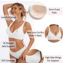 Deep V Bra Low Cut Sexy Push Up Bralettes for Women Padded Comfy Smoothing Wireless Lifting Bras Seamless Bralette (White, L)