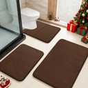 Yimobra Memory Foam Bath Mat Set 3 Pieces- Super Soft Absorbent Quick Dry Bathroom Rug Sets, Machine Washable Non Slip Floor Carpet for Tub Shower, Vanity & Toilet Base, Brown (31.5''x20'' +17''x24'' + 24''x20'')