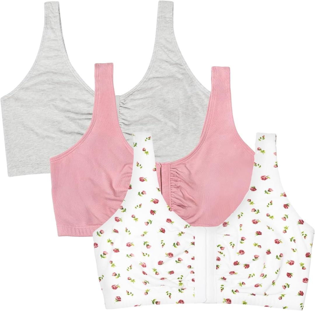 Fruit of the Loom Women's Multi-Pack Front Closure Cotton Bra (44)