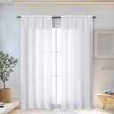 OWENIE Bob White Curtains 84 Inch Length 2 Panels Set for Living Room Bedroom, Light Filtering Rod Pocket Faux Linen Textured Curtain Drapes 84 inches Long, 2 Pcs Each 40Wx84L Inch, White