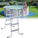 Threlaco 42 Inch Above Ground Pool Ladder 3 Step Steel Frame Swimming Pool Entry Exit Ladder Non Slip Metal Frame Steps, Weight Capacity 300lbs(Grey)