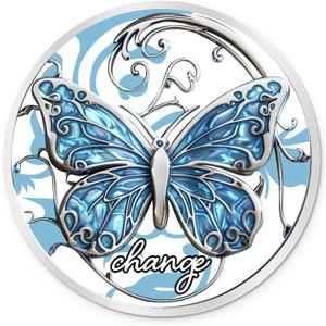 Blue Butterfly Sobriety Chip | Transformative Affirmation Recovery Token AA Coin Medallion