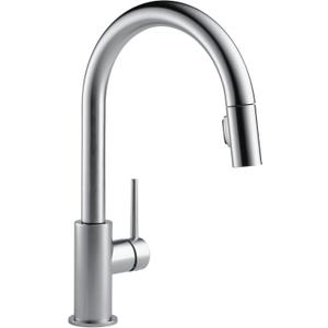 Delta Faucet Trinsic Brushed Nickel Kitchen Faucet, Kitchen Faucets with Pull Down Sprayer, Kitchen Sink Faucet, Faucet for Kitchen Sink with Magnetic Docking Spray Head, Arctic Stainless 9159-AR-DST
