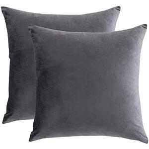 Velvet Decorative Throw Pillow Covers Cushion Cover Pillow Case for Sofa Couch Bed Chair,Soft Square Gray Throw Pillows 24"x 24", Set of 2