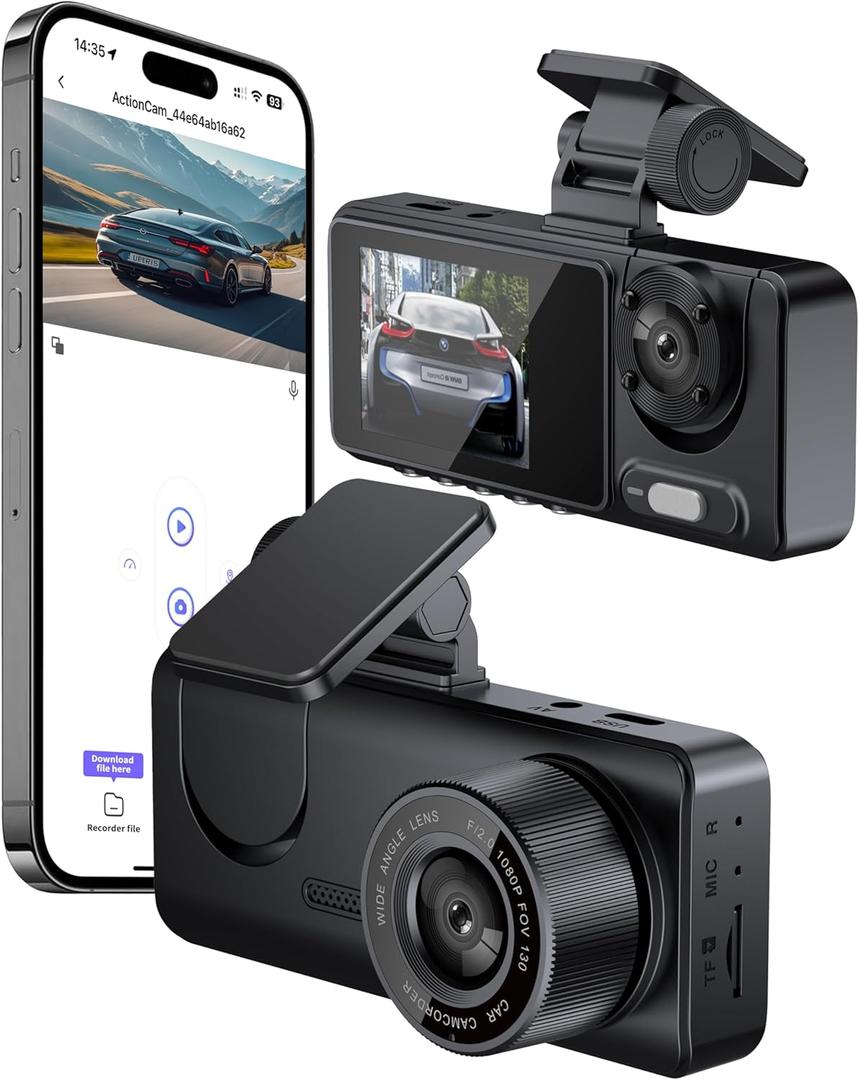 Dash Cam for Car, Front Dual Channel Dash Cam WiFi, Dash Camera for Cars 2.0" IPS Screen, App Control, G-Sensor, Loop Recording, 170 Wide Angle, Night Vision, Parking Mode