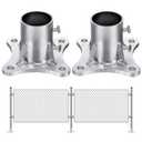 Zonon 2 Pcs 2 1/2 Inch Chain Link Fence Metal Post Base Parts (2-3/8 Od) Pipe Floor Flanges Galvanized Steel Round Posts, Outdoor