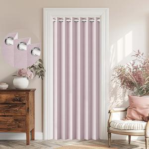 100% Blackout Door Curtains for Closets Without Doors Magnetic Accordon Door Curtain, 80 Inch Long Curtains for Doorway, 1 Panel, W45 x L80, Pink