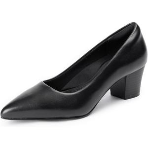 Heels for Women with Arch Support, Low Chunky Block Closed Toe Heels,Comfortable Pointed Toe Dress Office Slip on Pumps Shoes 8