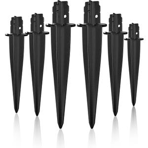 Metal Replacement Stake for Solar Lights, 0.78" Diameter x 5.3" Height, Fits Only 0.8" Diameter Solar Light Poles  Won't Work if Pole is Too Large or Small (Metal 6 Pack) (Black)