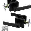 JO.KO Entry Door Lock Set, Square Door Lever for Bedroom, Passage Door Privacy Locking Interior/Exterior Entry Door Knob/Heavy Duty