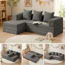 65'' L Shaped Couches, Cloud Sectional Couch, Boneless Couch with Deep Seat Left Facing Chaise, Mini Modular Sectional 3 Seater Sofa for Apartment Furniture, No Assembly Needed, Grey