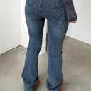 Women's Stretch Low Rise Double Button Elastic Skinny Vintage Flare Jeans for Women, S