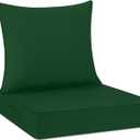 24x24 Outdoor Cushions for Patio Furniture, Washable Deep Seat Patio Cushions with Removable Cover, Waterproof Outdoor Cushions with Non-Slip Ties and Handle, Patio Chair Cushions with Back,Dark Green