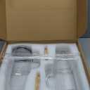 BGRAING 2 Pack Glass Cups with Lids and Straws Large 40 oz Glass Tumbler with Handle Clear Reusable Iced Coffee Cups, with Bamboo Lid & Plastic Lid, BPA Free, Wide Mouth for Hot/Cold Drinks