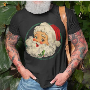 Vintage Christmas Santa Claus Face Old Fashioned T-Shirt 3 XL