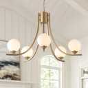Gold Farmhouse Chandelier Modern Sputnik Chandelier for Dining Room Glass Globe Chandelier Dining Room Light Fixtures for Foyer Living Room Kitchen Island