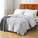 Oaken-Cat Gray Feathers Down Comforter King - 100% Organic Cotton Cover, Medium Warm All Seasons Machine Washable Duvet Insert with Tabs (106x90, Mirage Grey) 