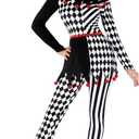 Morph Jester Costume Women Creepy Clown Outfit Scary Jester Halloween Costume for Women Fun Party Attire (Small)